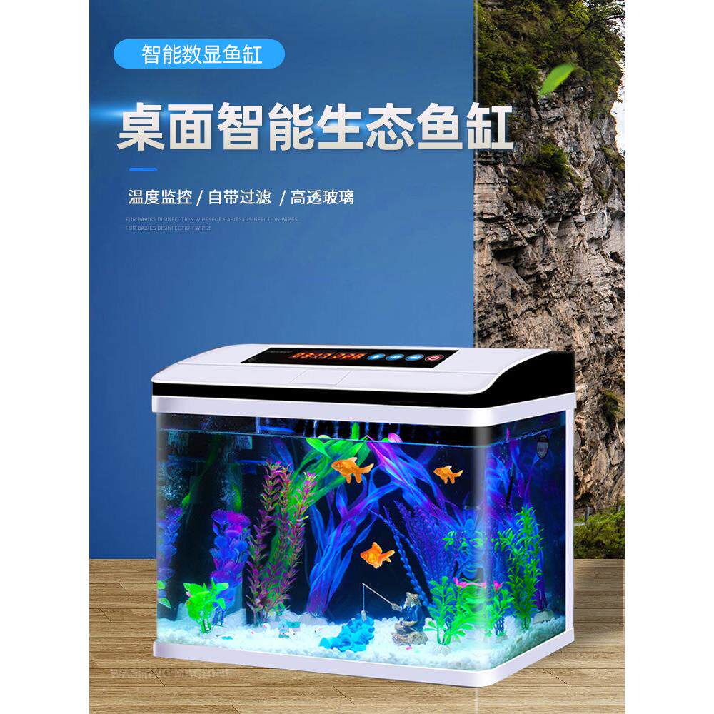 2025新款鱼缸过滤制氧一体机客厅桌面玻璃缸智能免换水自循环小型