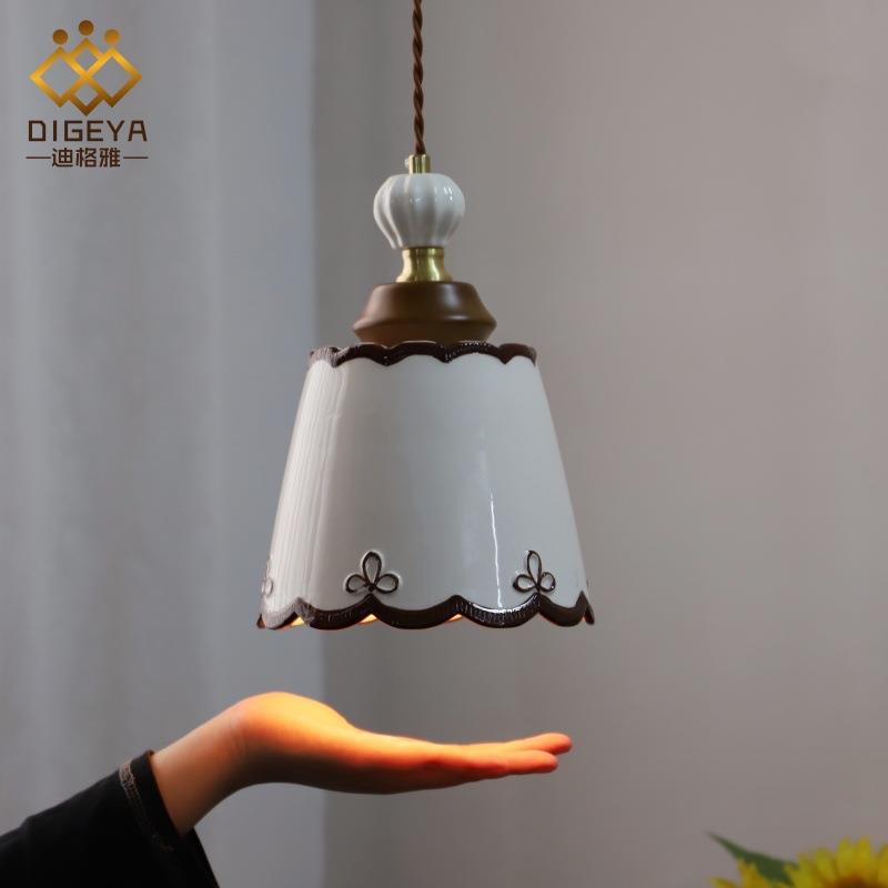 法式中古手绘陶瓷小吊灯复古卧室床头玄关吧台餐厅民宿咖啡厅灯具