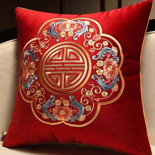 中式抱枕靠垫沙发客厅床头靠背垫办公室护腰靠枕套含芯大腰枕腰靠