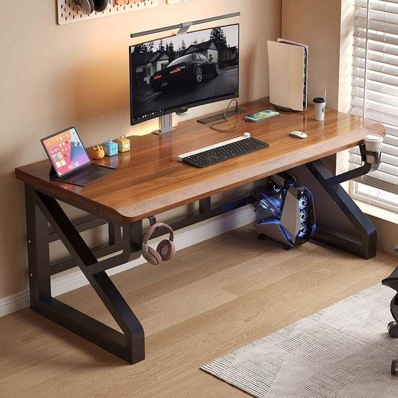 橡胶木实木电脑桌书桌家用现代电竞桌长方形学生写字桌双人办公桌