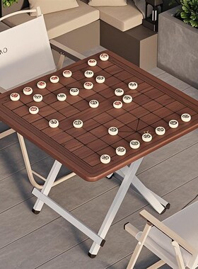 象棋桌室外便携式折叠桌家用高端下棋专用中国象棋实木面板小桌子