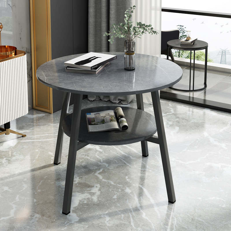 双层洽谈圆桌客厅休闲茶几阳台咖啡桌60宾馆简Q易两人卧室喝茶桌