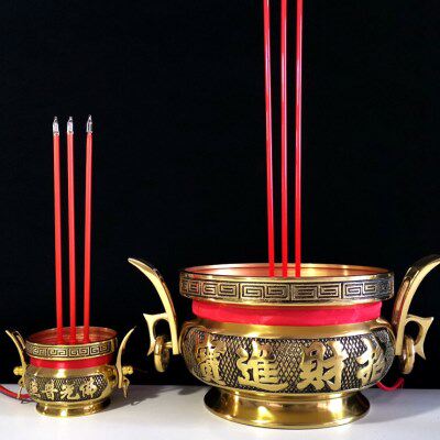 烛台供佛插电香炉招财有求必应财神观音纯铜香供蜡烛灯家用灯电子