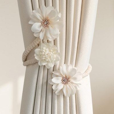 创意窗帘绑带一对装简约轻奢花朵装饰捆绑带白纱绑绳扎带收拢神器,居家布艺,窗帘绑带,淘宝优惠券,粉丝福利购,淘宝优惠卷