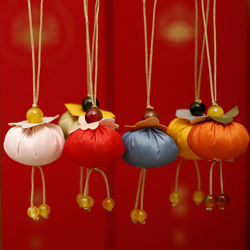 中式禅意古风随身香包p手机钥匙挂件饰品事事如意柿子香囊福果吊