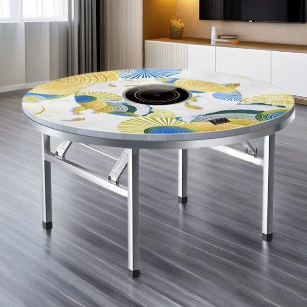 加厚不锈钢圆桌家用商用火锅桌送电磁炉全彩图内置转盘可折叠餐桌,住宅家具,不锈钢/PVC餐桌,淘宝优惠券,粉丝福利购,淘宝优惠卷