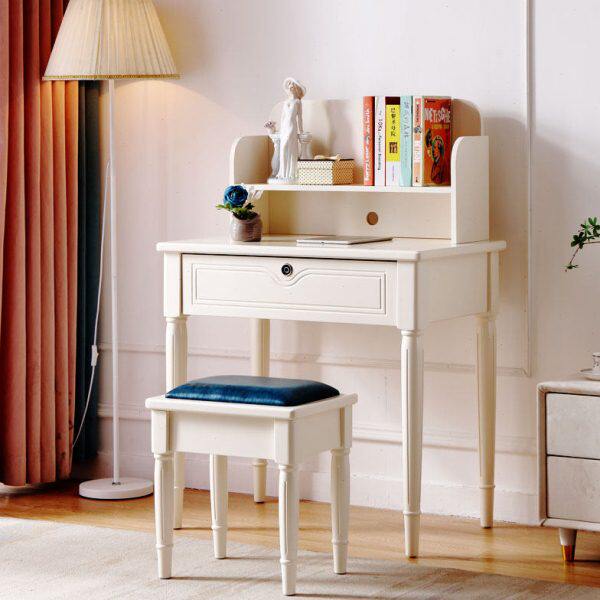 书架小户型床头课桌书桌环白色卧室全实木保桌子儿童写字桌简约