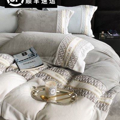 出口法国冬季加厚牛奶绒四件套珊瑚绒刺绣高端婴儿绒双面加绒被套,居家布艺,汗蒸服,淘宝优惠券,粉丝福利购,淘宝优惠卷