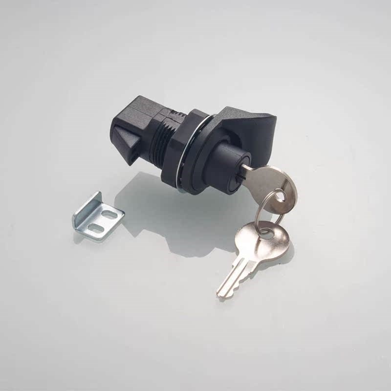 怡合达XAV37-N/Y黑色撞击锁B带钥匙通开转舌锁开关电柜门锁电箱锁