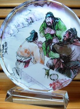 桃园三结义摆设模型礼物张飞礼品刘备人偶关公收藏品三国水晶摆件