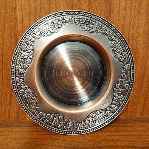 欧式典雅锡合金小托盘 居家金属防烫金属盘子红古铜色锡制盘子