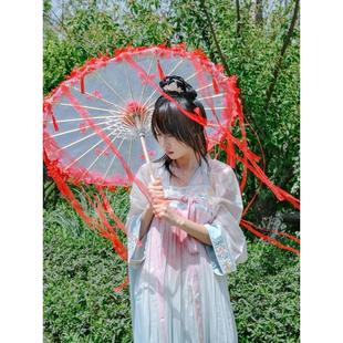 结婚伞新娘伞红色出嫁伞婚庆用伞中式婚礼陪嫁古风国风油纸伞喜伞