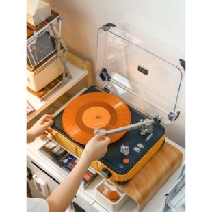 Syitren T400黑胶唱片机便携式蓝牙扬声器可充电覆古留声机