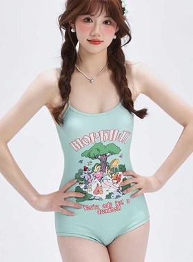 HUEG竞速连体女孩泳衣女款2024年新款爆款高级感吊带露背温泉泳装