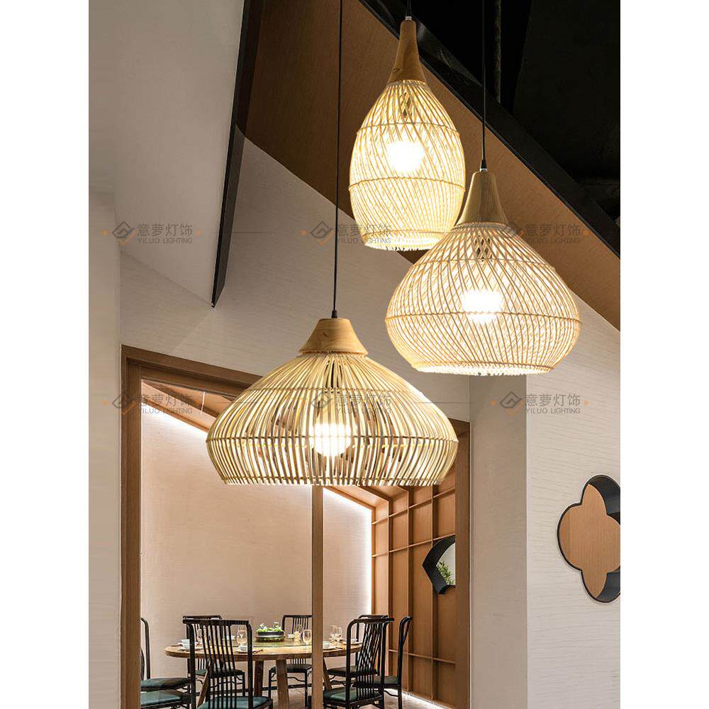 藤条日式枝形吊灯Wabi-Sabi风格覆古店餐厅民宿茶室禅宗东南亚实