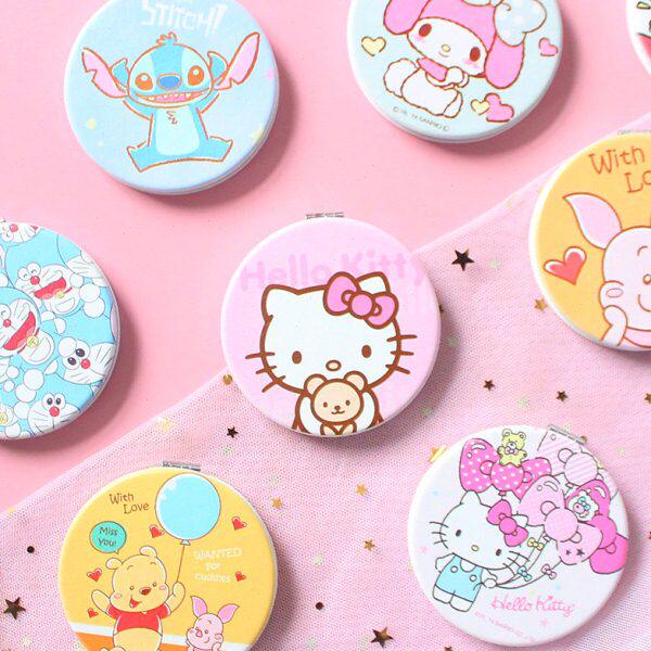 迷你可爱化妆镜学生便携折叠双面镜子卡通时尚少女心随身小镜女士