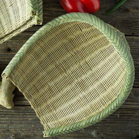 竹编开口簸箕家用全竹青筲箕洗菜沥水竹篮子竹制品青菜.篮收纳竹