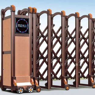复古地方伸缩门门象门收缩大门铝合金轨走无折叠华形庭院别墅公司