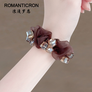 大肠发圈网红2024新款 女高y级感夏日妈妈绑头发欧根纱扎马尾头花