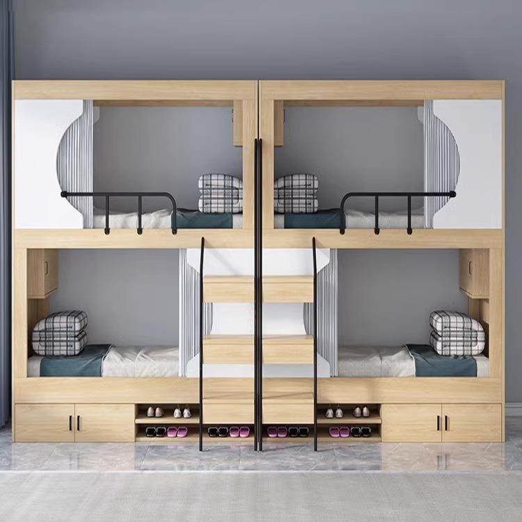 青年旅社公寓床酒店太空舱床实木上下床学生宿舍床钢木双层床员工