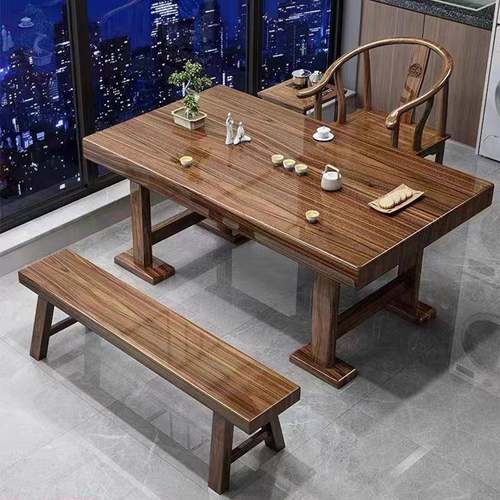 阳台实木大板茶桌椅组合家用平面款小户型茶桌一体一整套泡茶台桌