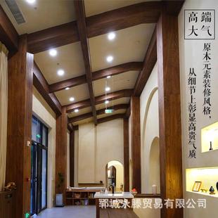 老榆木假梁空心梁餐厅吊顶假木梁装饰板梁天花墙柱造型榆木方