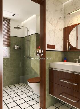 Van Inn中世纪孟菲斯浴室绿色格子瓷砖厕所墙砖吞咽瓷砖浴室防滑