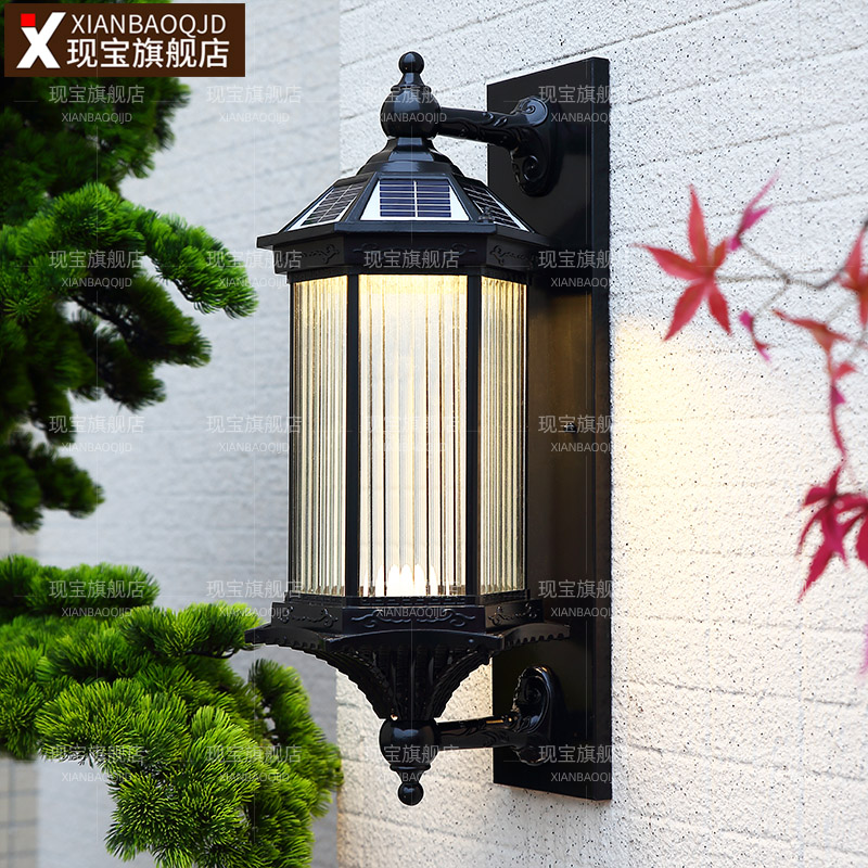 别墅壁灯大门口两侧柱子s围墙户外防水新中式室外庭院太阳能外墙