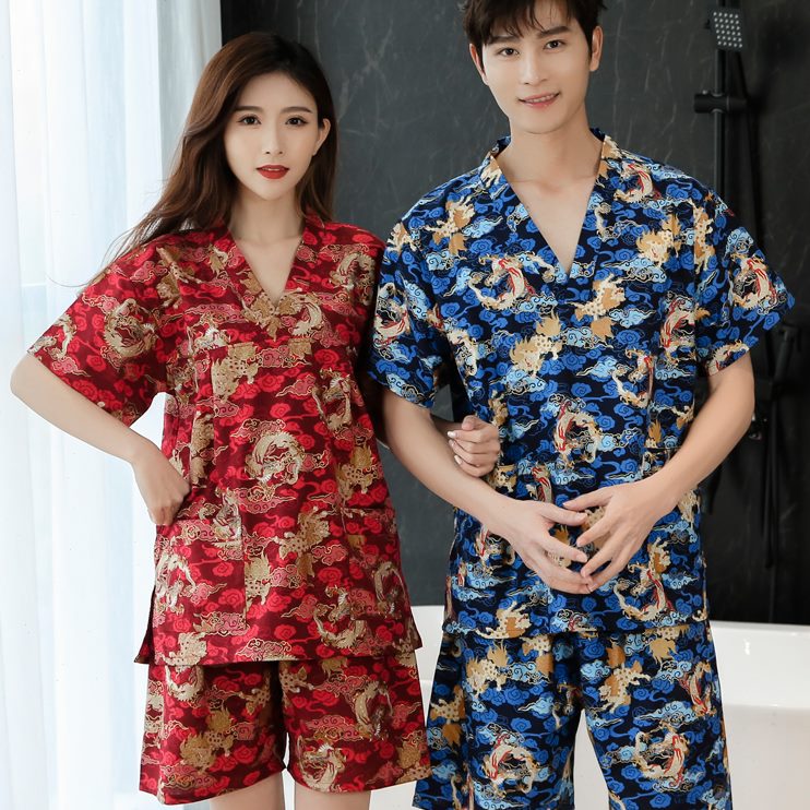 中国风洗浴桑拿服男女汗蒸服女高端大码高档全棉纯棉服浴情侣装