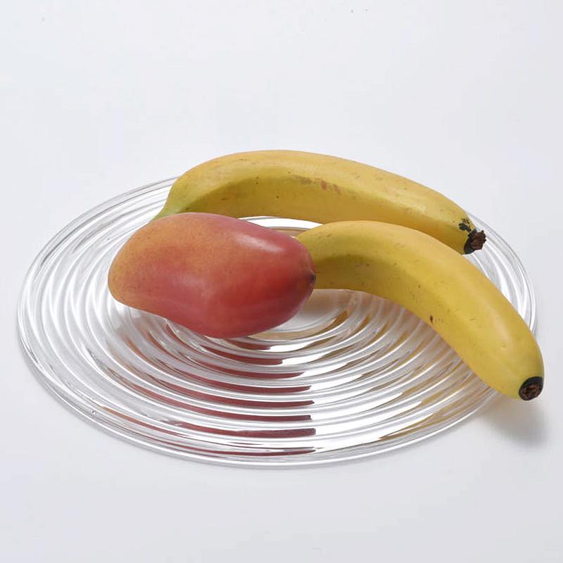 现代轻奢a玻璃圆形果盘托盘摆件玄关卧室样板房客厅茶几家居装饰