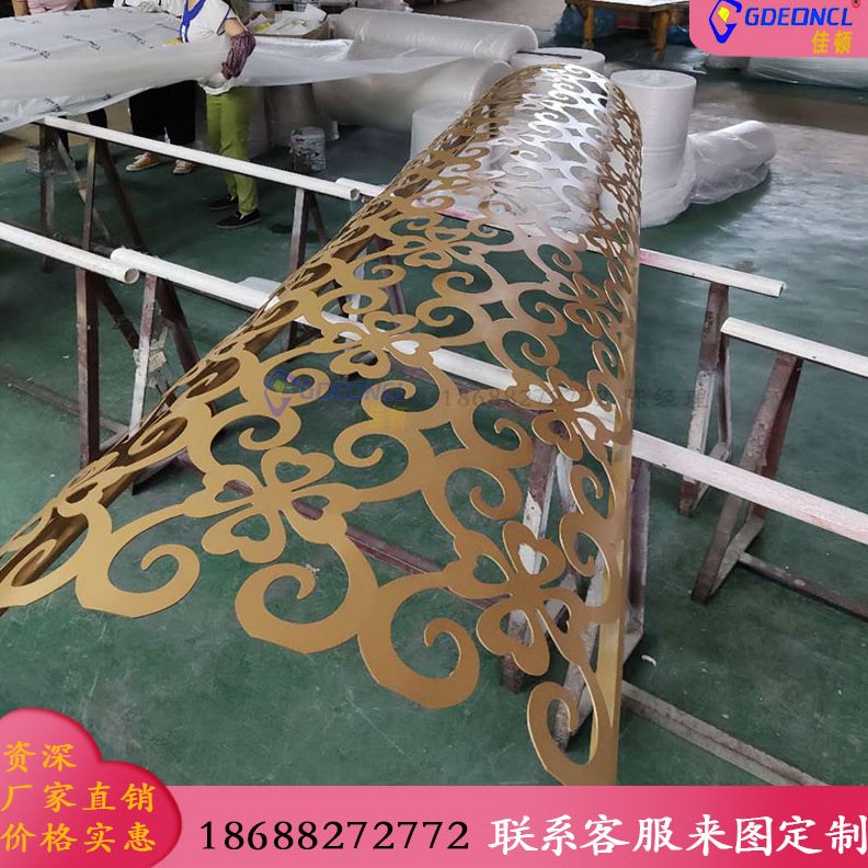 雕花定做板网红铝单板案金色包边厂建材图发光圆柱馆室内吕家镂空