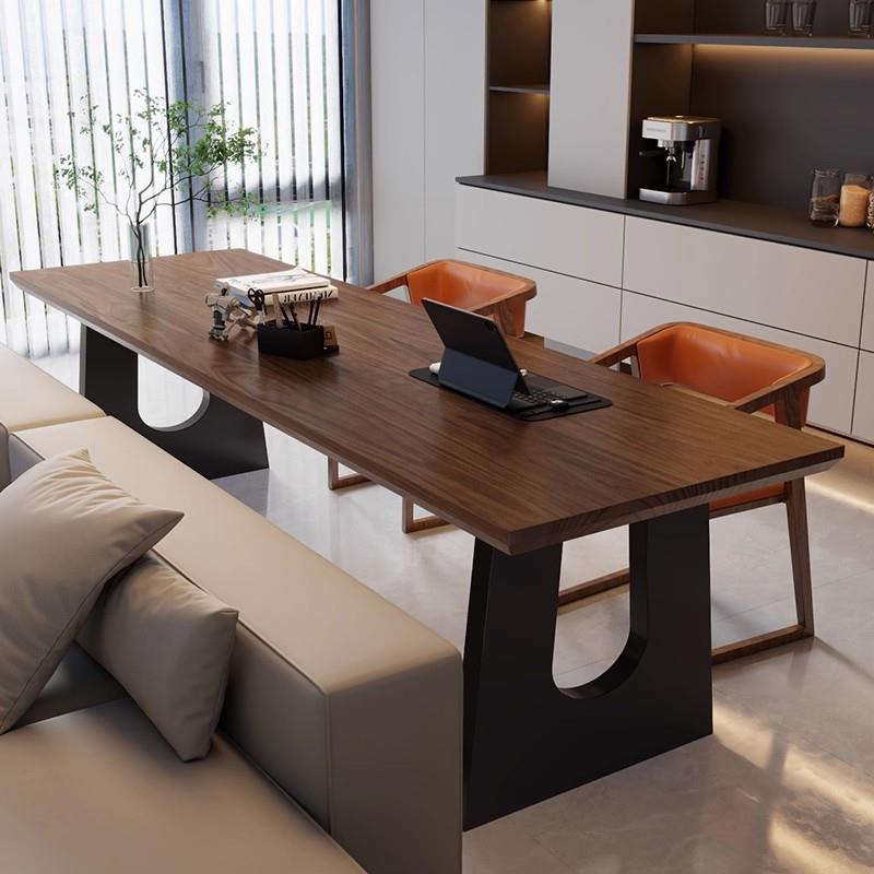 简约全实木书桌长条桌家用客厅沙发后工作台现代电脑桌双人大书桌