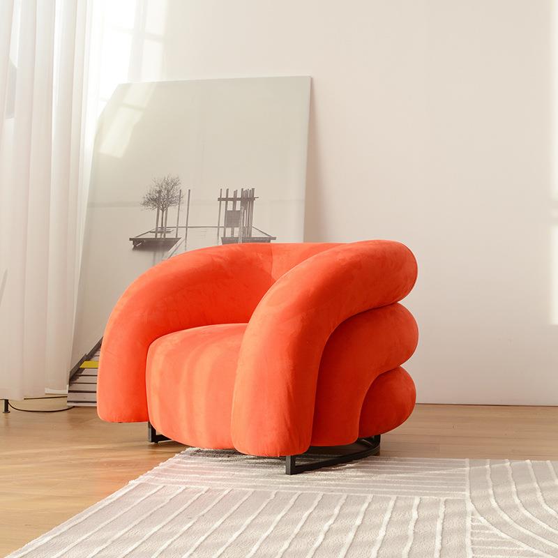 极简单人沙发椅小户型布艺懒人椅设计师中古风单椅意式极简彩虹
