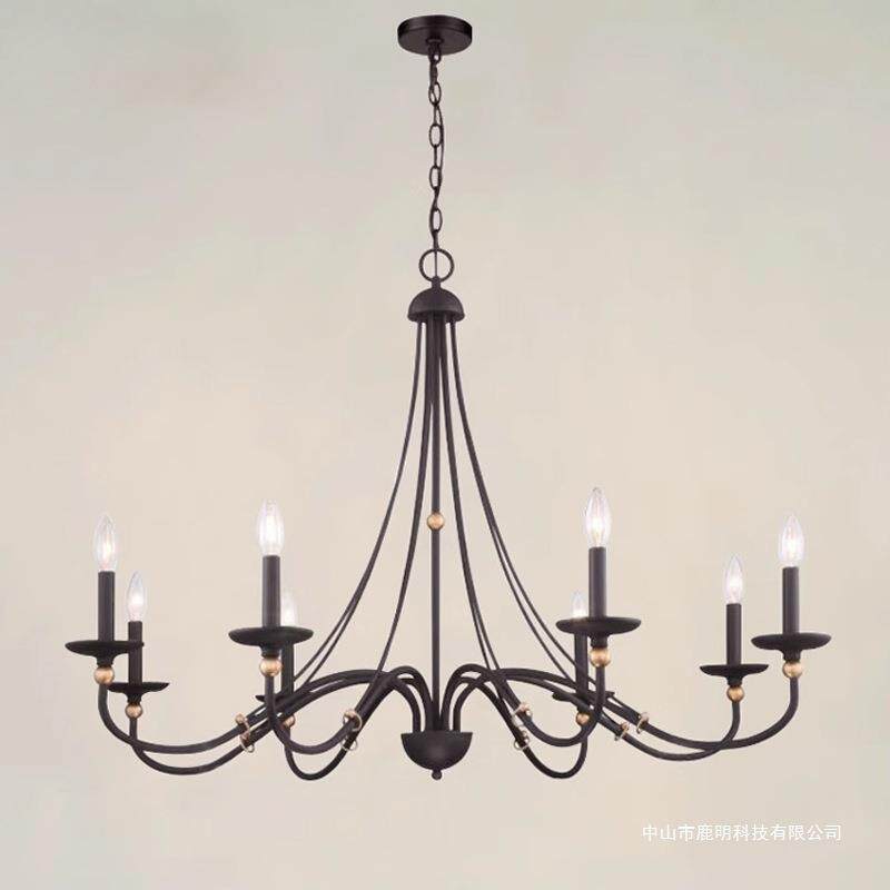 法式中古风全铜蜡烛吊灯美式复古乡村田园风餐厅民宿客厅卧室灯饰