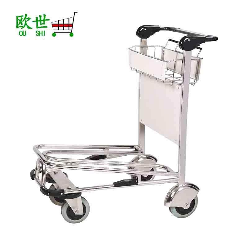 OS-AAT06 供应不锈钢机场车 不锈钢双层手推车 出口行李手推车
