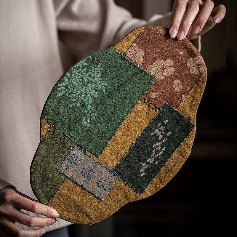 加厚手缝拼布茶席干泡茶台隔热垫禅意扎染刺绣桌旗茶道零配件