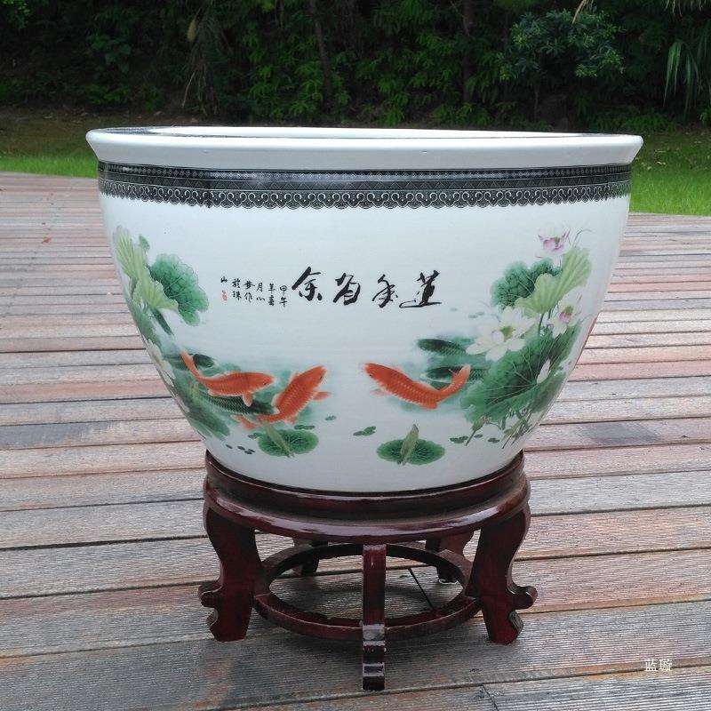 庭院大缸景德镇青花瓷水缸金鱼缸荷花碗莲睡莲盆乌龟缸酒店甲鱼缸