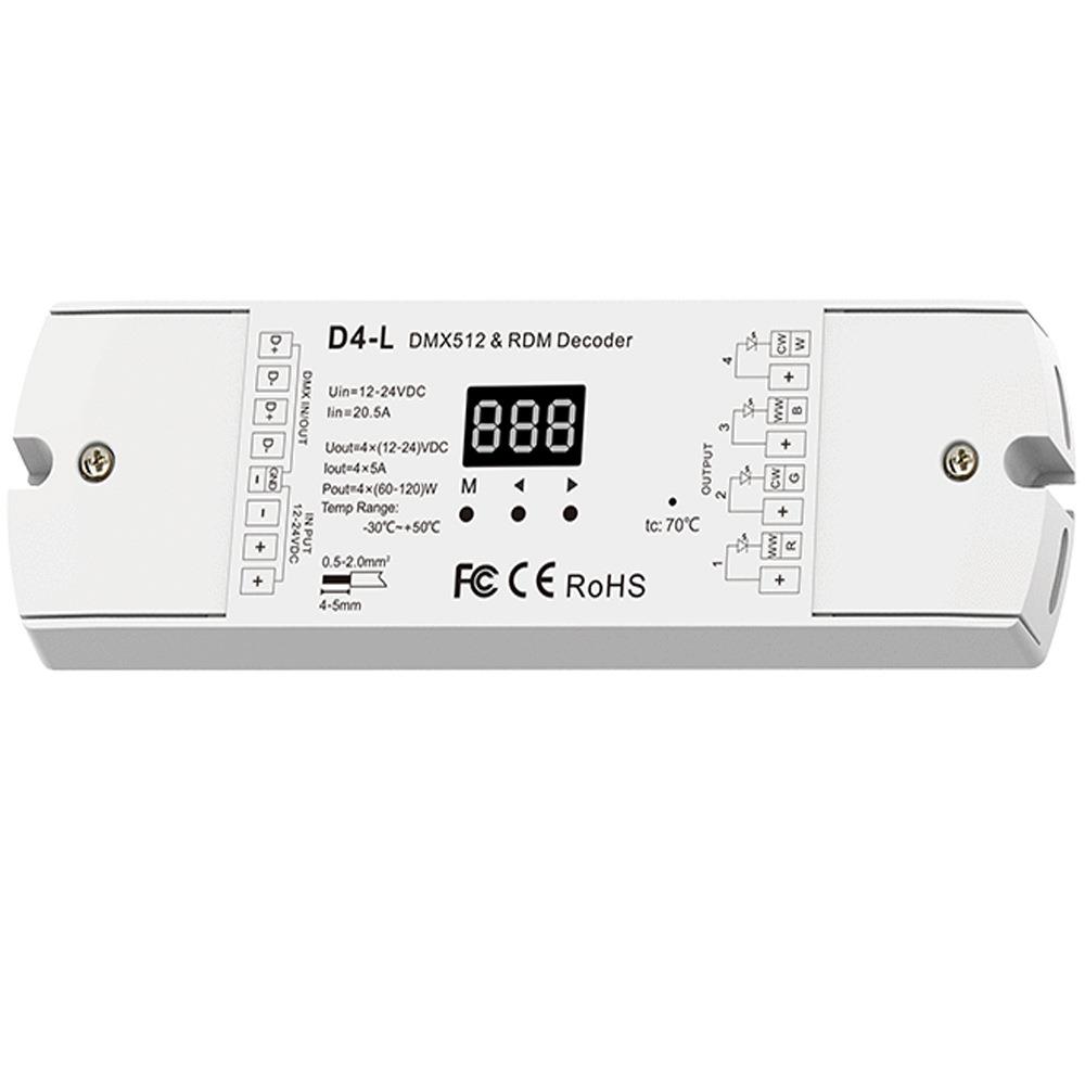 D4-L RGB/RGBW控制器模式或4通道调光器模式可选12-24V5A*4CH数显