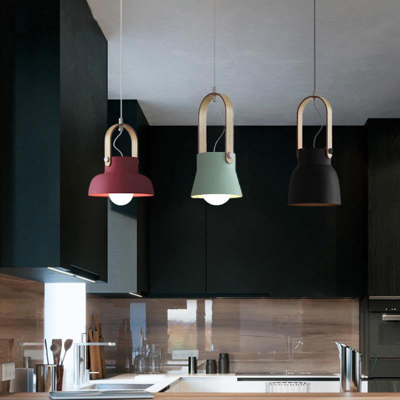 北欧灯具个性创意服装店现代简约卧室床头木环吧台餐厅家居吊灯