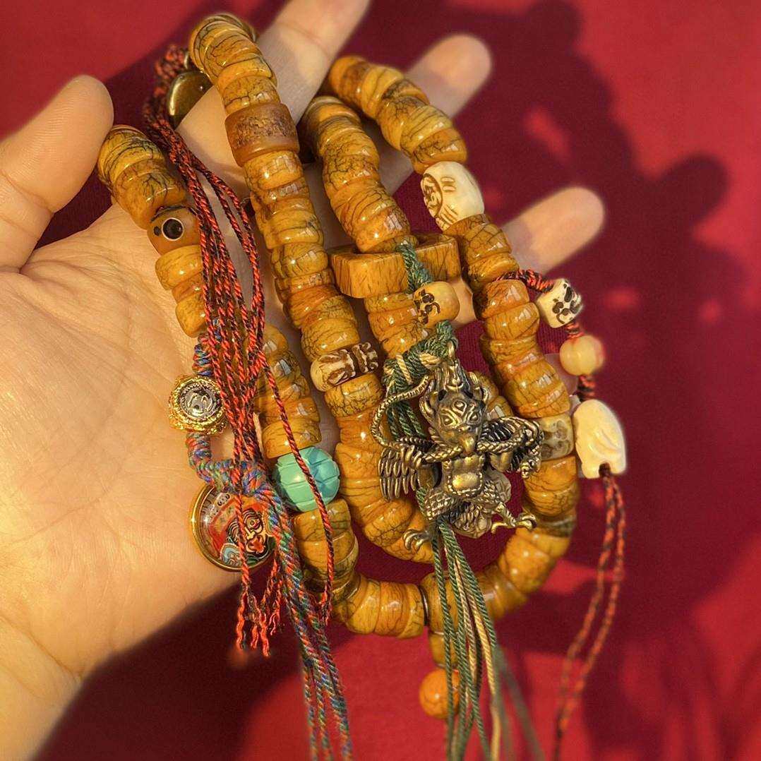 文玩藏式牦牛骨大肠108颗套装藏式风格