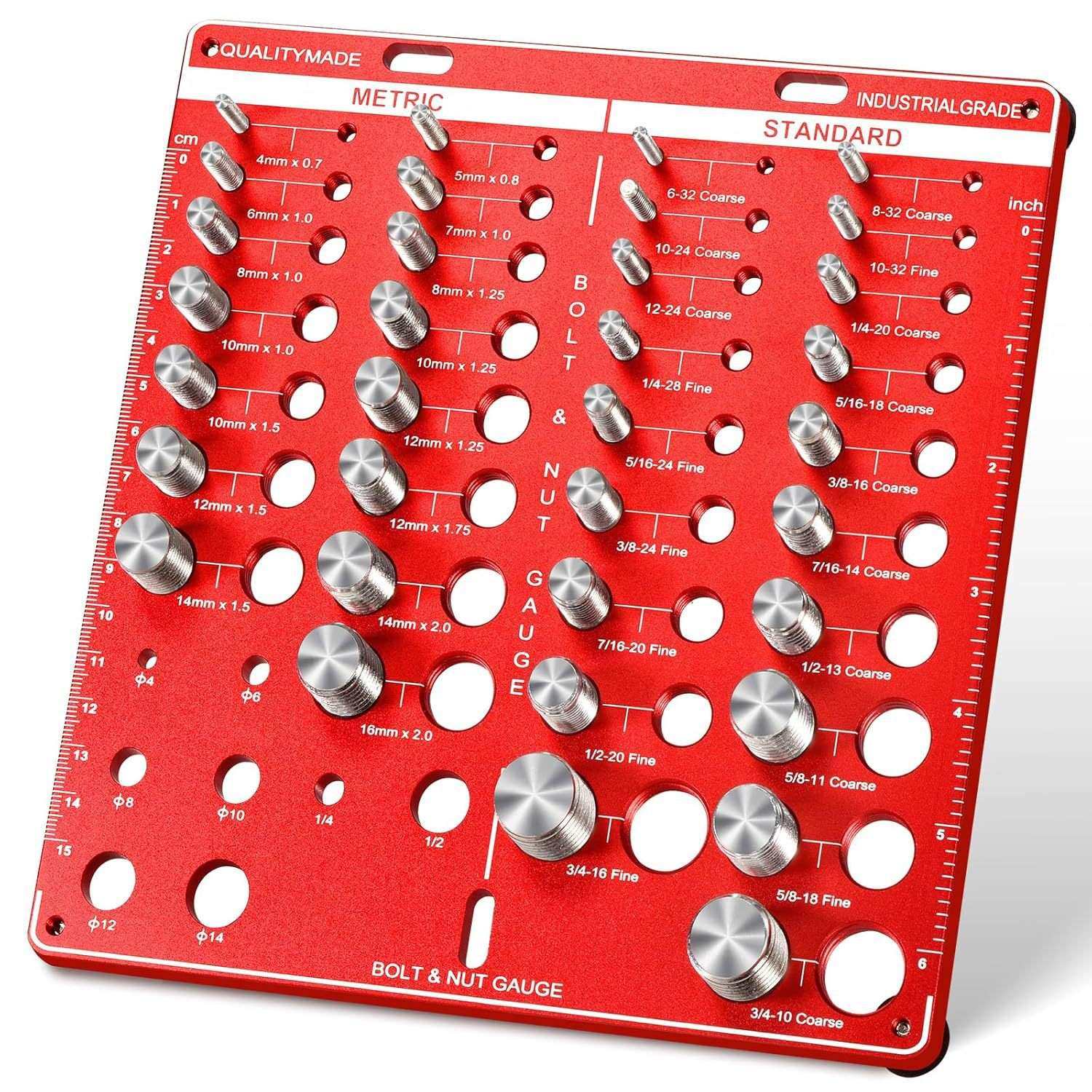 42螺母和螺栓螺纹检查器-19个标准和15个公制螺栓检查器和8个钻头
