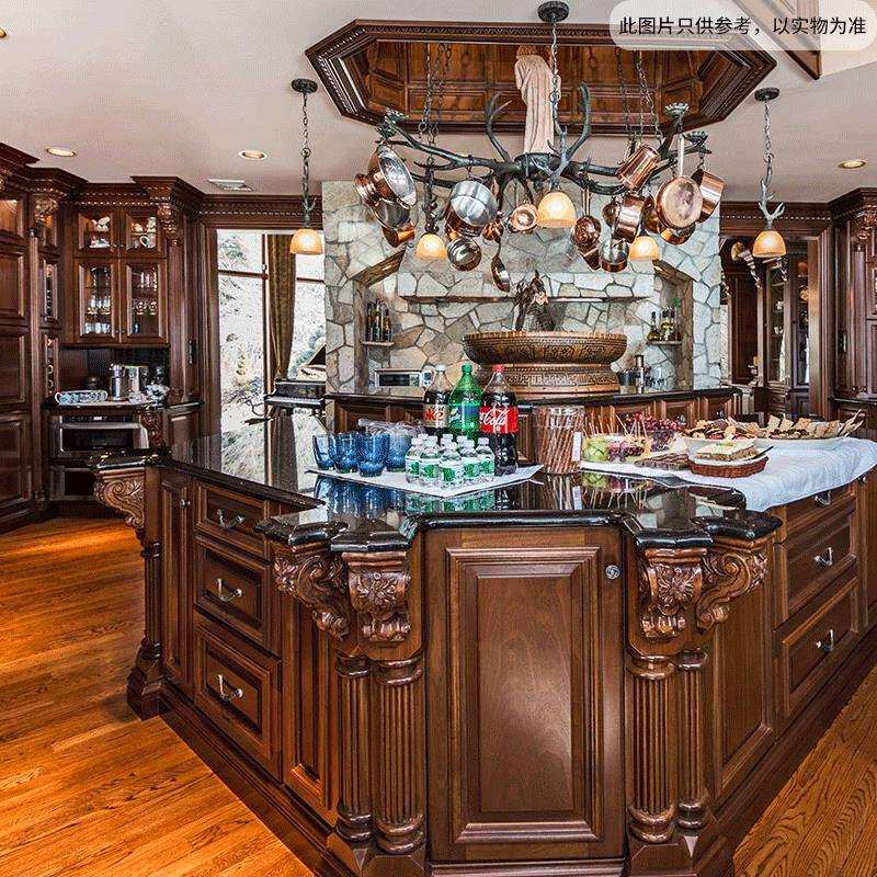 北美红樱桃 厨房橱柜原木复合整装全屋整体橱柜设计大空间中岛柜