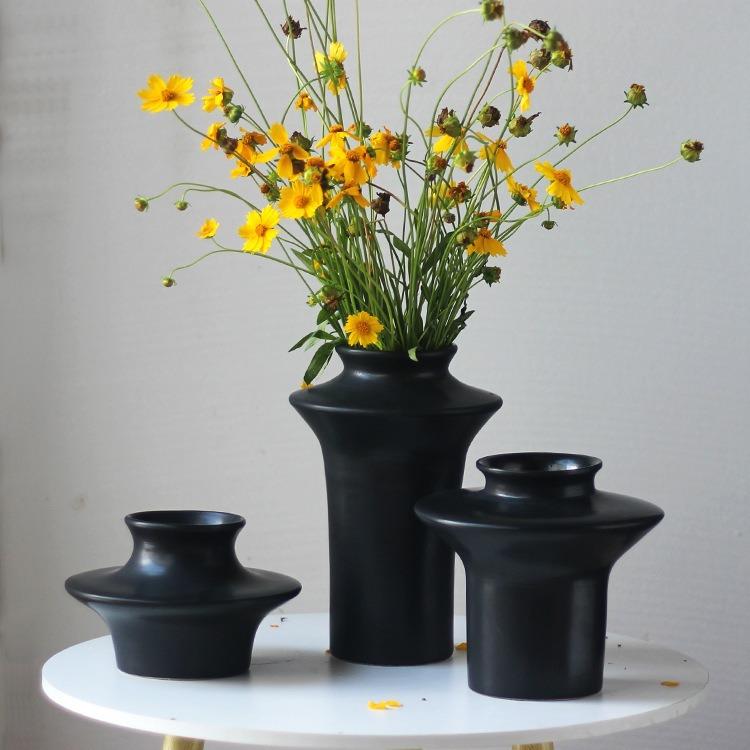 现代简约新中式哑光陶瓷花瓶组合装饰器皿书柜电视柜桌面装饰摆件