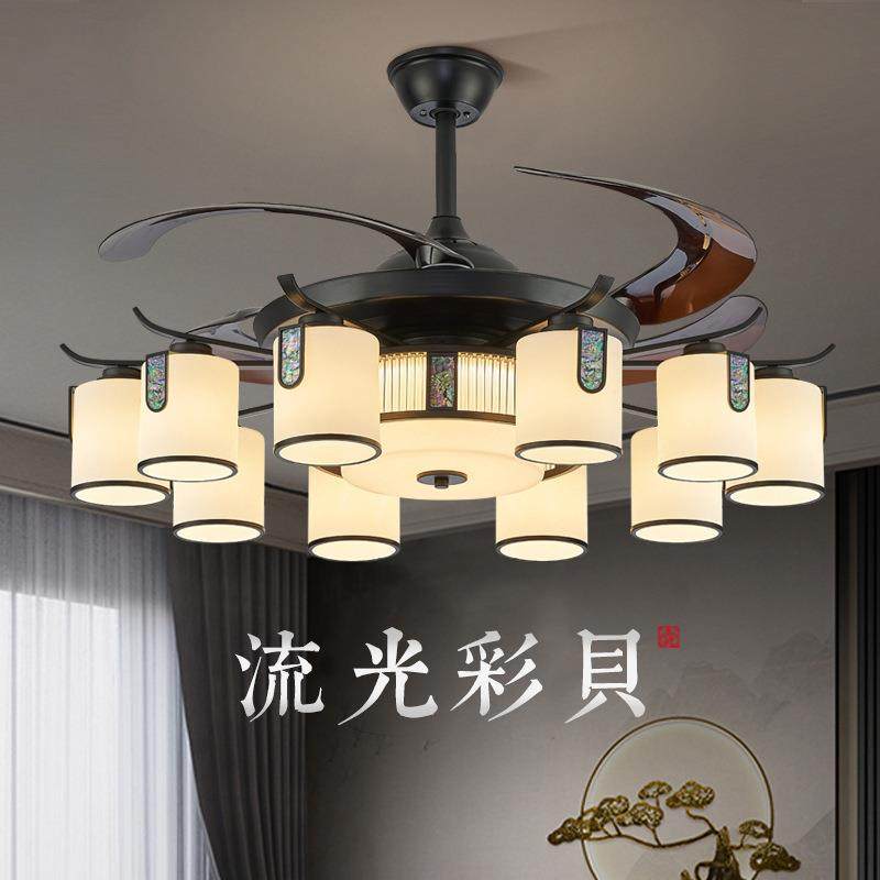 客厅风扇灯2024新款新中式大厅灯高端大气吊扇灯家用一体吊灯灯具
