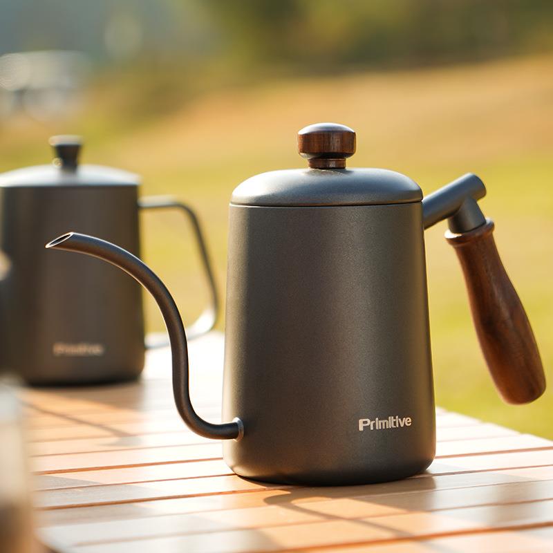 原始人户外露营手冲壶不锈钢精致复古手冲咖啡壶细口长嘴茶壶装备