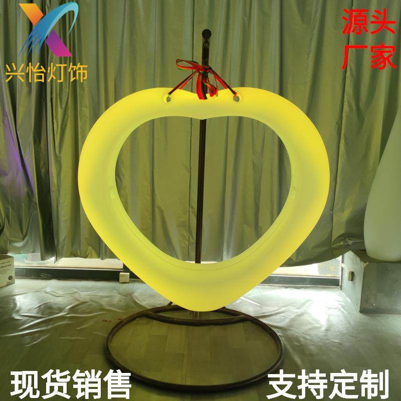 led户外爱心发光秋千月亮 儿童成人吊篮别墅公园七彩遥控网红秋千