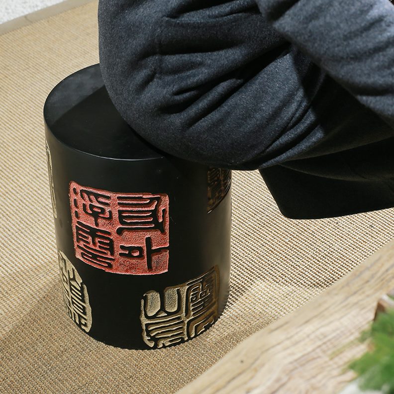 板凳鼓小凳子新中式圆古典坐墩创意个性凳功夫茶几墩 换鞋凳雕花