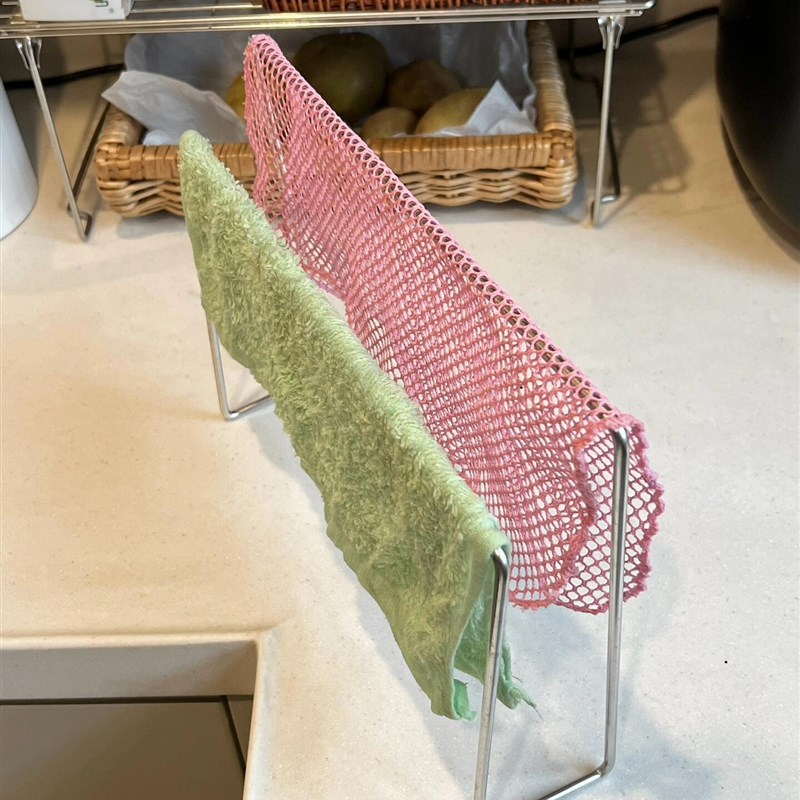 厨房抹布架免打孔晾挂洗碗布抹布架不锈钢台面P极窄抹布置物沥水