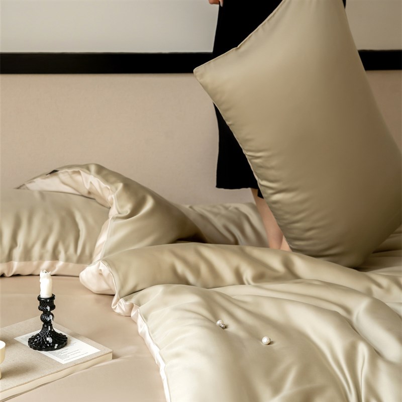 TENCEL一等品!丝滑裸睡天丝双拼60支丝绸质感U床单床笠四件套