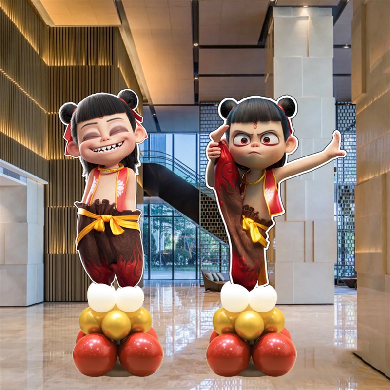 哪吒装饰幼儿园kkt板生日宴装饰商场店铺门店场景布置气球迎宾牌